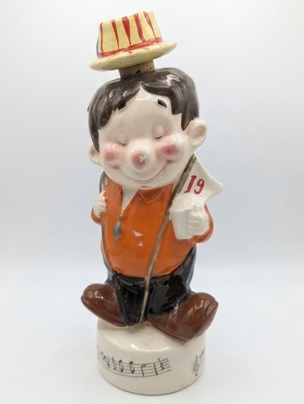 1ft Wind-Up Musical Clown Golfer (Decanter) with Striped Hat Stopper ⛳ 🤡